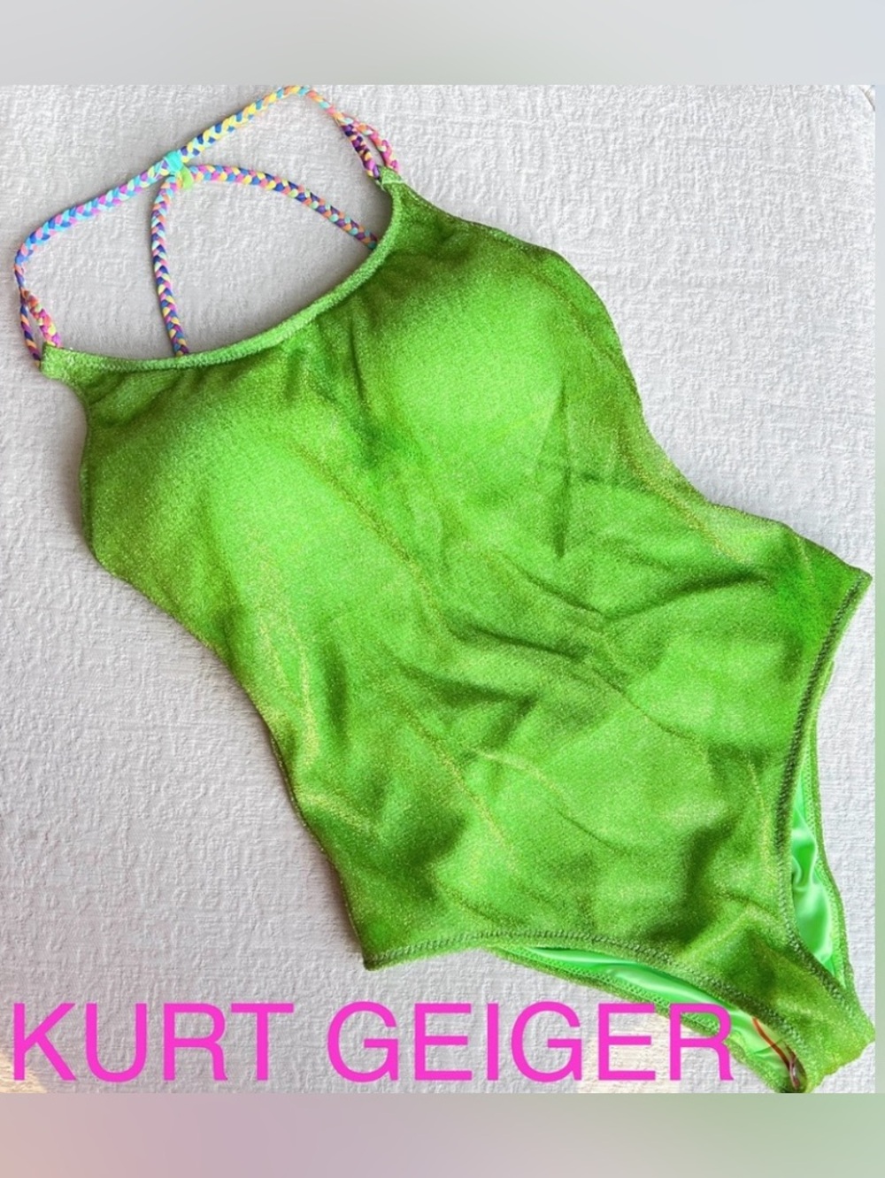 Kurt Geiger Lurex SHIMMERY one piece swimsuit green size S